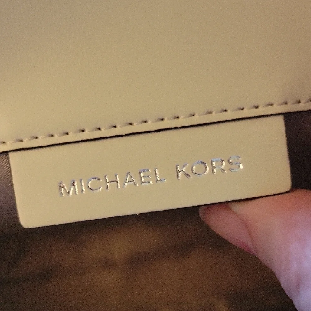 Michael Kors Penelope Cream Clutch with Silver Chain
